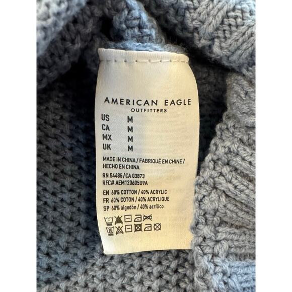 American Eagle Blue Knit Henley Sweater Women’s Medium Button Front Long Sleeve - Picture 6 of 10